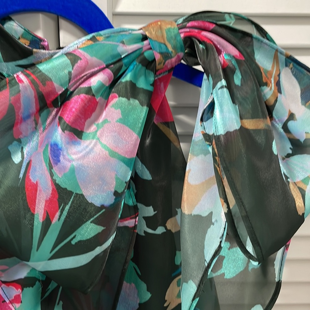 MILLY Organza Floral Bow Top - Picture 5 of 10
